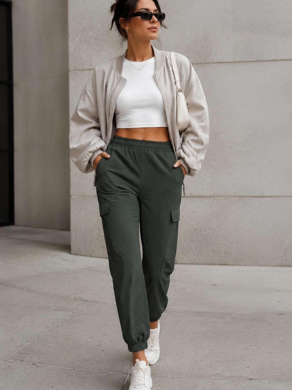 Cargo Jogger Pants M Deep Grayish Green Utility Athleisure Activewear Sporty
